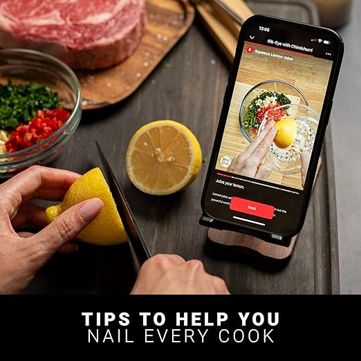 MEATER Plus: Smart Bluetooth Wireless Meat Thermometer Digital (Walnut) | BBQ, Grill, Oven, Smoker, Air Fryer, Kitchen | Perfect for Steak, Chicken, Turkey, and More | Delicious Recipes in App