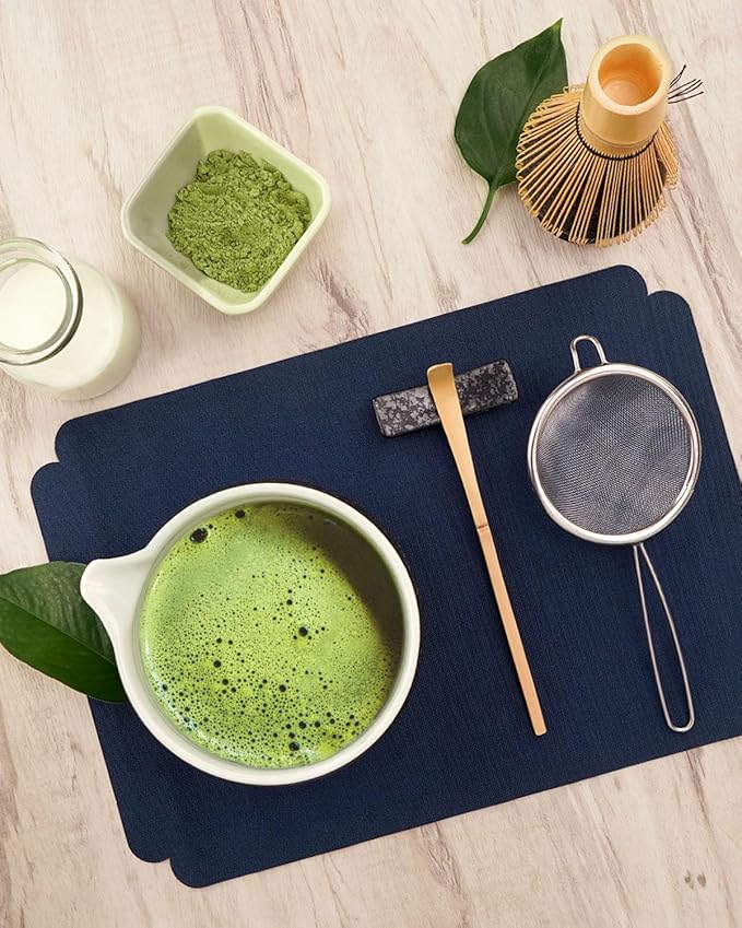 7 Pcs Matcha Kit Set, Matcha Whisk and Bowl with Spout, Powder Sifter, Whisk Holder, Bamboo Scoop and Scoop Rest, Perfect Prepare Tools for Making Matcha Tea (Charcoal Grey)