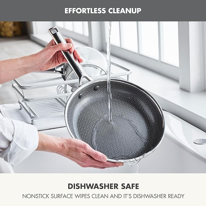 GreenPan Hybrid 10” Nonstick Stainless Steel Frying Pan, APEX Tri-Ply Thermobond PFAS-Free Ceramic Skillet, Induction & All Cooktop Compatible, Oven Temp to 850°F, Dishwasher Safe, Silver