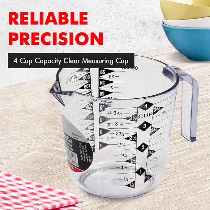 Chef Craft Select Plastic Measuring Cup, 4 Cup, Clear