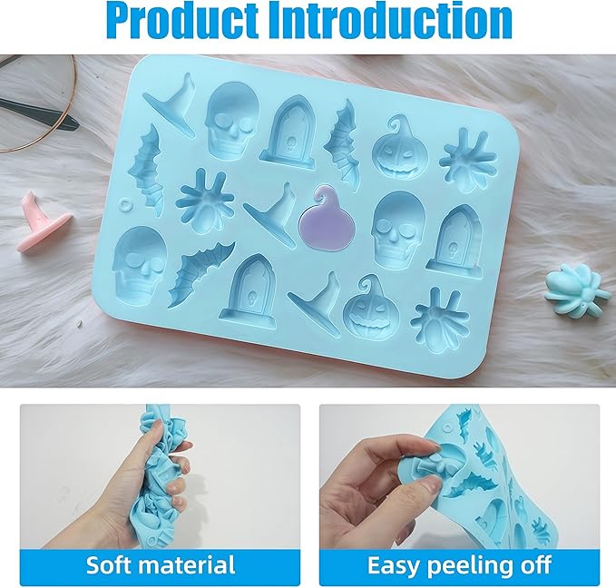 2 Pack Cowboy Chocolate Molds, Western Theme Silicone Mold Baking with Cowboy Hat, Cowboy Boot and Horse, Suitable for Making Chocolate, Candy, Cakes, Cupcakes (Pink and Blue-Halloween-2PCS)