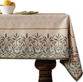 patdrea Designer French Light Brown Rectangular Table Cloth,Linen Floral Durable Breathable Extra Long Tablecloth,Decor for Kitchen Dining,Parties,Party,Christmas,Thanksgiving,63"x110"-Cudillero