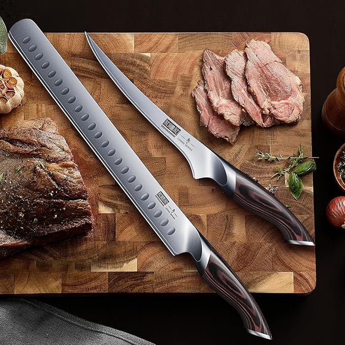 HOSHANHO BBQ Carving Knife Set, Brisket Slicing & Boning Knife for Meat Cutting, Professional Ultra Sharp Butcher Carving Knife in Japanese High Carbon Steel