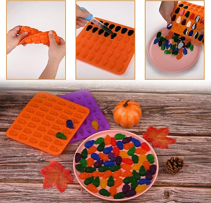 HUAKENER Gummy Skull Molds - 2 Pack Skull Candy Molds with 2 Droppers, Silicone Molds for Chocolate, Candy, Jelly, Dog Treats, Ice Cube, Resin Casting