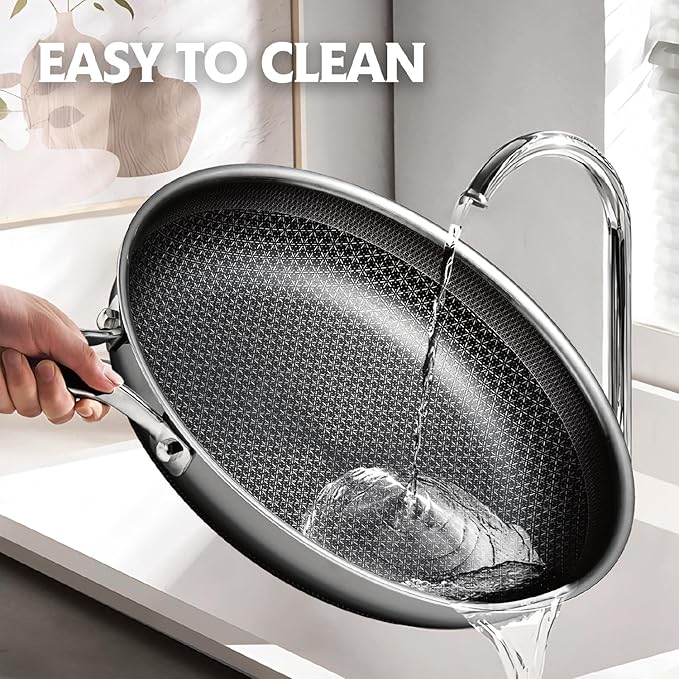 Hybrid Pans Set Nonstick 3 Piece, 8&10&12 Inch Nonstick Frying Pans Set, Dishwasher Induction Oven Broiler Safe Stainless Steel Skillet, PFOA Free Kitchen set