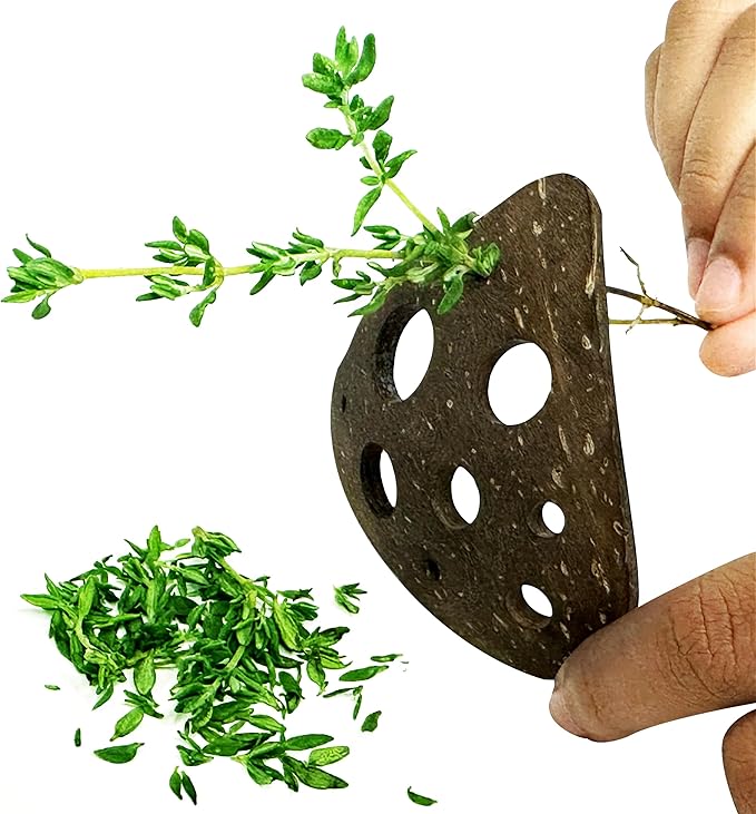 All-Natural Herb Stripping Tool | Herb Stripper with 9 Holes | Herb Peeler for Thyme, Cilantro, Rosemary, Basil, Kale, Chard, Beets, etc | Eco Friendly Kitchen Gadget | Metal & Plastic Free