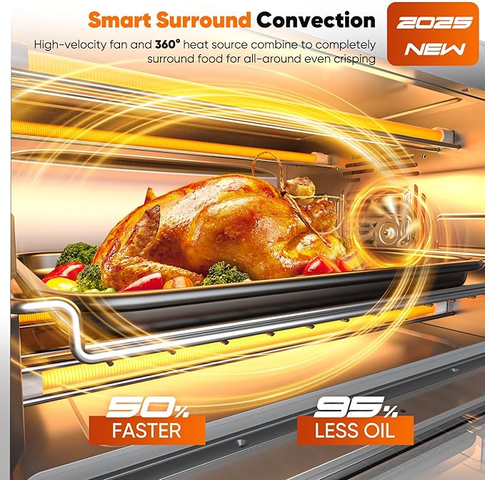Nuwave Bravo Pro Convection Air Fryer Toaster Oven Combo, 2025 New and Improved, 10-in-1, 50°-450°F Temp Controls, Quick & Even Crisp Technology, 21Qt Capacity, Cinnamon, PFAS Free