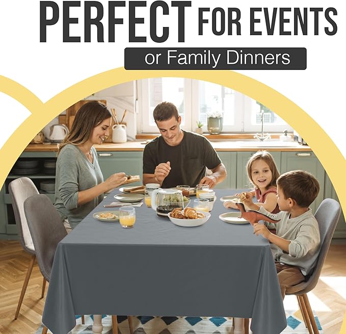 Exquisite 66% Thicker Premium Plastic Table Cloth Rectangle Table Cover 0.5 Mil 12 Pack Silver Table Cloth 54 Inch x 108 Inch Disposable Tablecloth Won't Tear Easily Like Cheap Thin Brands