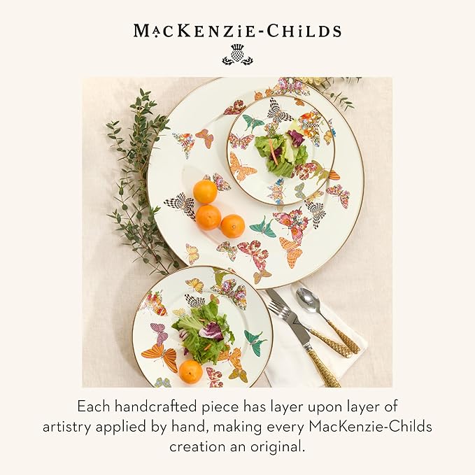 MACKENZIE-CHILDS Butterfly Garden Enamel Canister, Pretty Kitchen Storage Container with Lid, Medium