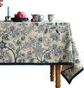 ISAENNE Designer French Linen Square Tablecloth,Blue Floral Washable Indoor Table Cloth,Durable Home Decor Tablecloths for Dining Thanksgiving Kitchen Tea Party Christmas,67"*67"-Ruyi B