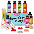 Thoughtfully Gourmet, Snow Cone Party Gift Set, Includes Ingredients for 20 Snow Cones, 8 Flavored Syrups, Toppings, and Paper Cups, Set of 20