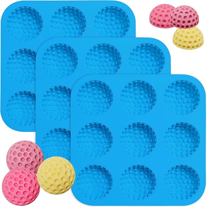 Sidosir Golf Ball Chocolate Silicone Molds for Cake Decorations,9-Cavity 3D Golf Ball for Ice, Hot Chocolate Bomb(3Pcs)