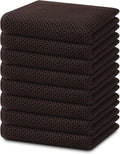 Homaxy 100% Cotton Waffle Weave Kitchen Dish Towels, Ultra Soft Absorbent Quick Drying Cleaning Towel, 13 x 28 Inches, 8-Pack, Dark Brown