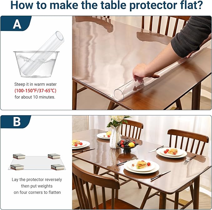 Clear Table Cover Protector Rectangle 42 x 72 Inch, 2.0mm Transparent Plastic Table Protector Waterproof, Anti-Scratch Clear Desk Mat for Office Desktop Dresser Dining Table, FDA Compliant