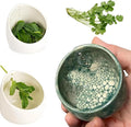 Premium Herb Stripper Bowl,2025 New Pottery Herb Stripper Bowl With Various Hole Sizes,Efficient Herb Peeling Cup For Salads Cooking,Pottery Kitchen Tool For Meal Prep (Green)