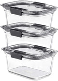 Rubbermaid Brilliance Glass Storage 4.7-Cup Food Containers with Lids Set of 3 Clear