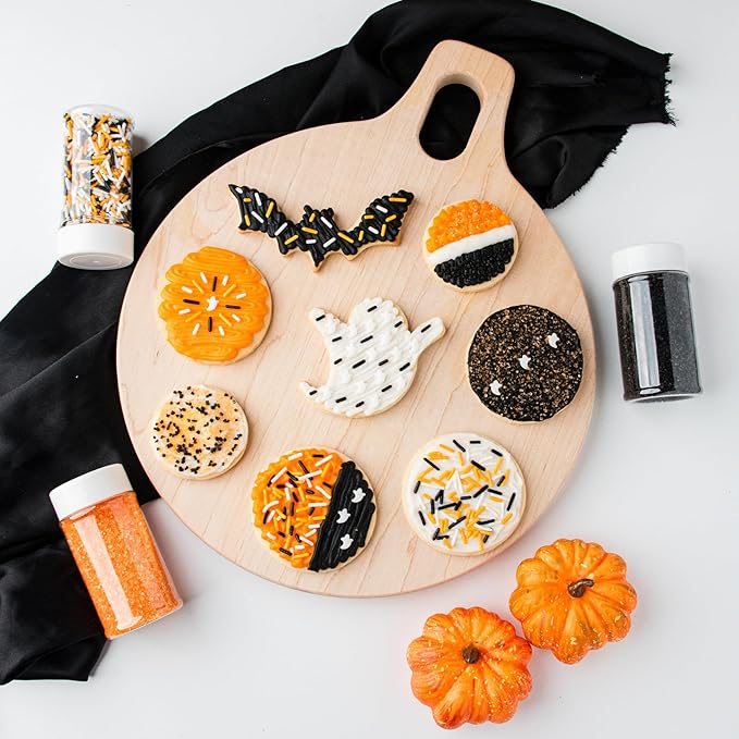 Sweets Indeed Dye-Free Halloween Sprinkles 4-Pack – 11.57 oz Natural Spooky Decorating Set | Sprinkle Mix, Ghost Confetti, Orange Sugar & Black Sugar | Edible Dye-Free Cake & Cupcake Decorations