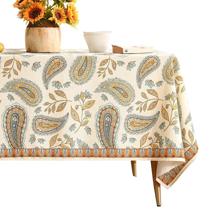 patdrea Designer Vintage French Rectangle Table Cloth,Italian Floral Wrinkle Free Farmhouse Tablecloth,Decor Table Cover for Kitchen Dining,Christmas,Tea Party,Thanksgiving,55"x71"-Lysaniya