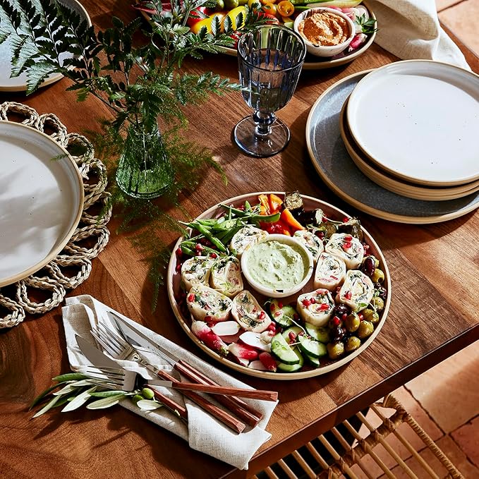 Portmeirion Minerals 10.5" Dinner Plate, Aquamarine (Set of 4) - Modern Stoneware Tableware with Gentle Curves, Durable & Stylish for Dining, Microwave & Dishwasher Safe - Sleek Dinnerware Collection