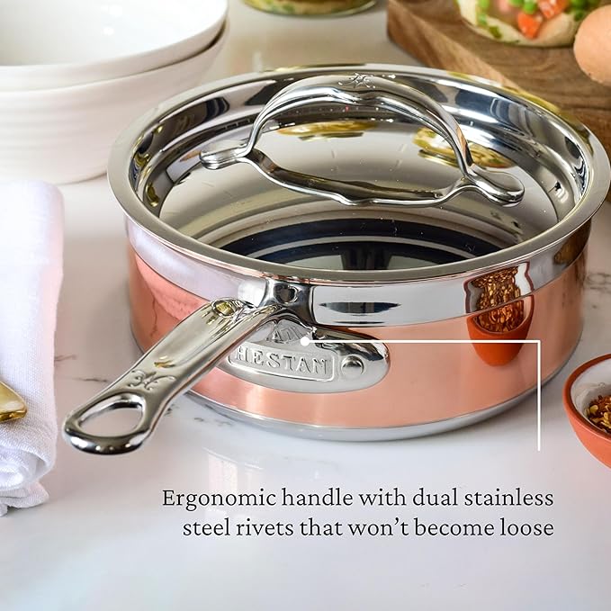 Hestan - CopperBond Collection - 100% Pure Copper Sauce Pan, Induction Cooktop Compatible, 1.5 Quart