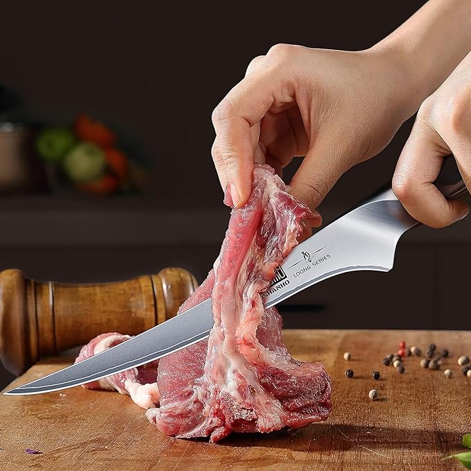HOSHANHO BBQ Carving Knife Set, Brisket Slicing & Boning Knife for Meat Cutting, Professional Ultra Sharp Butcher Carving Knife in Japanese High Carbon Steel