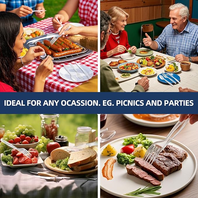 350pc Heavy Duty Plastic Silverware Set: 150 Forks/150 Spoons/50 Knives | Commercial Plastic Forks Spoons Knives BPA-Free & Temp-Resistant | Bulk Disposable for Party Catering Events