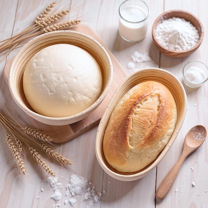 Banneton Sourdough Proofing Basket Kit,10"Round & 11"Oval Proofing Basket with Liners & Covers,Bread Baking Supplies for Home or Professional Sourdough Bakers Baking Tool