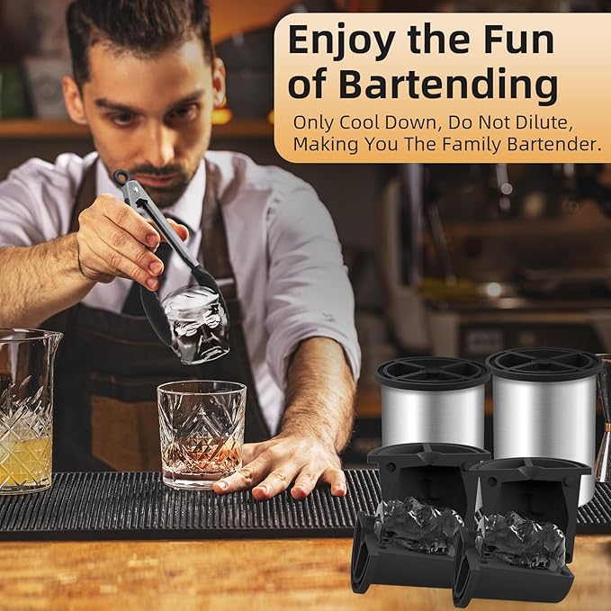 Clear Ice Cube Maker, 2" Clear Ice Ball Maker for Old Fashioned Whiskey lover, Bourbon, Whiskey, Cocktail Funny Gifts for Men on Birthday or Holiday, Easy-Release Stainless Steel Ice Mold(1Pack)