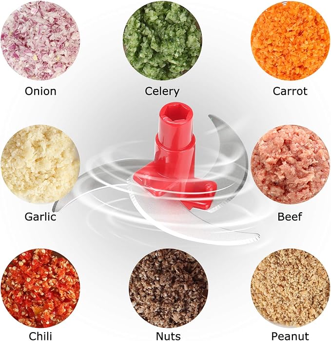 Cambom Manual Food Chopper Vegetable Chopper Hand Food Processor, Mixer, Blender, Whipper, Egg White Separator, Mincer, Grinder, Dicer with Clear Container 1200ml BPA Free Strong