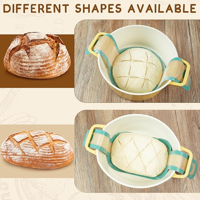 Sourdough Bread Baking Supplies Set, 10 Inch Oval Brotform & 9 Inch Round Banneton Bread Proofing Baskets with Linen Liner, Sourdough Starter Kit, Natural Rattan Shape Dough Proofing Bowl