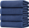 Homaxy 100% Cotton Oversized Waffle Weave Kitchen Dish Towels, Ultra Soft Absorbent Quick Drying Cleaning Towel, 20 x 28 Inches, 4-Pack, Navy Blue