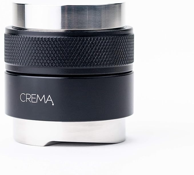Crema Coffee Products 45.5mm Hand Tamper & Coffee Distributor V2 | Compatible with Flair Pro and Pro 2 | Double-Sided, Adjustable Depth Tool | Made with Durable 304 Stainless Steel | Black