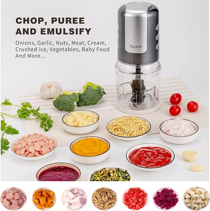 Mini Prep Food Processor for Chopping Mincing and Puree Vegetables and Meat 2 Speed Electric Food Chopper, 400-Watt, 4 Stainless Steel Blades, 2 Cup Capacity, Black