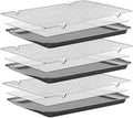 BEWOS Baking Sheet Pans With Racks Set - Including 17.6 × 12 × 1.26 Inch Carbon Steel Baking Sheet, Set of 106 (3 Sheets + 3 Cooling Racks + 100 Parchment Paper), Nonstick Bakeware sets for Baking