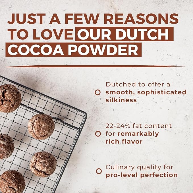 Dutch Processed Cocoa Powder (5 lb) Unsweetened, Extra Rich Cocoa Flavor, 22-24% Fat, Premium Culinary Grade, Non-GMO Sourced, Fair Trade Certified, Perfect Cocoa for Baking and Cooking