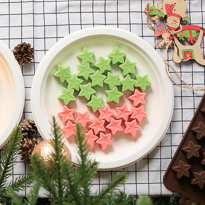 Small Star Chocolate Molds Silicone, Food Grade Silicone Candy Molds for Bite Size Gummy/Jelly/Fruit Snacks, 15 Cavities Mini Star Mold for Soap/Candle/Wax Melt, 2 Pcs