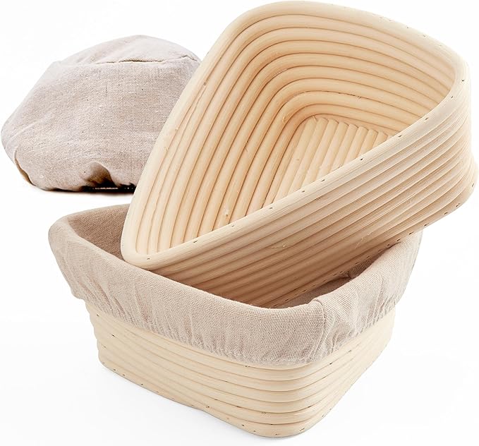 Triangle Bread Proofing Basket - Sourdough Basket, Rattan - Starter Kit for Baking Triangle Loaves- Gift Set