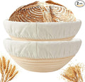 Banneton Bread Proofing Basket Set of 2: 9 Inch Round Sourdough Proofing Bowls for Artisan Bread Making for Professionals and Home Bakers