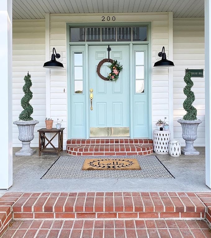 Steel Lighting Co. Gardena Barn Light | Outdoor Wall Mounted | 16" Dome | 11" Straight Arm | Farmhouse Light Made in America | Matte Black Exterior/White Interior
