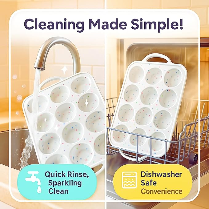 2 Pack Regular Muffin Pan - 12 Cup Silicone Muffin Pan for Baking with Metal Reinforced Frame - Regular Size Cupcake Pan, BPA Free Silicone Muffin Tray - Oven & Dishwasher Safe - Cream