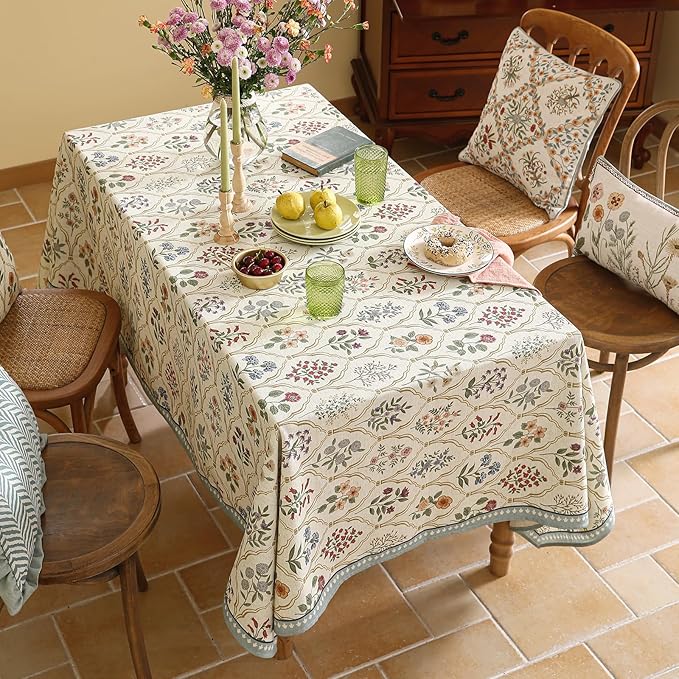 ISAENNE Designer Small Square Tablecloth,Western Linen Colorful Floral Indoor Table Cloth,Wrinkle Resistant Decor Tablecloths for Dining Thanksgiving Kitchen Christmas,55"*55"-Serenity B
