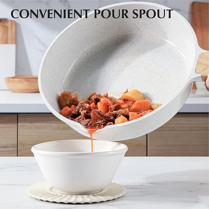 SENSARTE Nonstick Ceramic Cookware Set 23-Piece, Healthy Pots and Pans Set, Non-toxic Kitchen Cooking Set with Stay-Cool Handles, Silicone Utensils and Pot Protectors, PFAS & PFOA Free