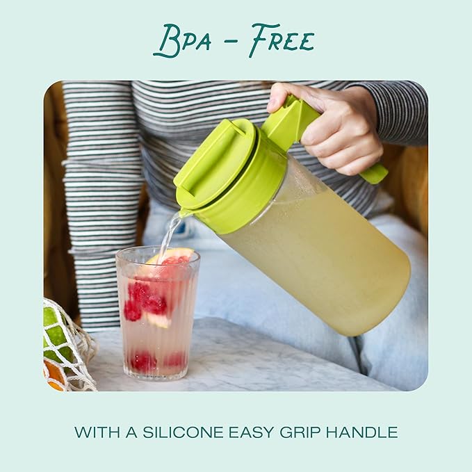 Takeya Flash Chill Iced Tea Maker - Airtight & Durable Iced Tea Maker Jug with Silicone Carry Handle - Leak-Proof & Lightweight Tea Infuser with Patented Flash Chill Technology - 1 Quart, Black