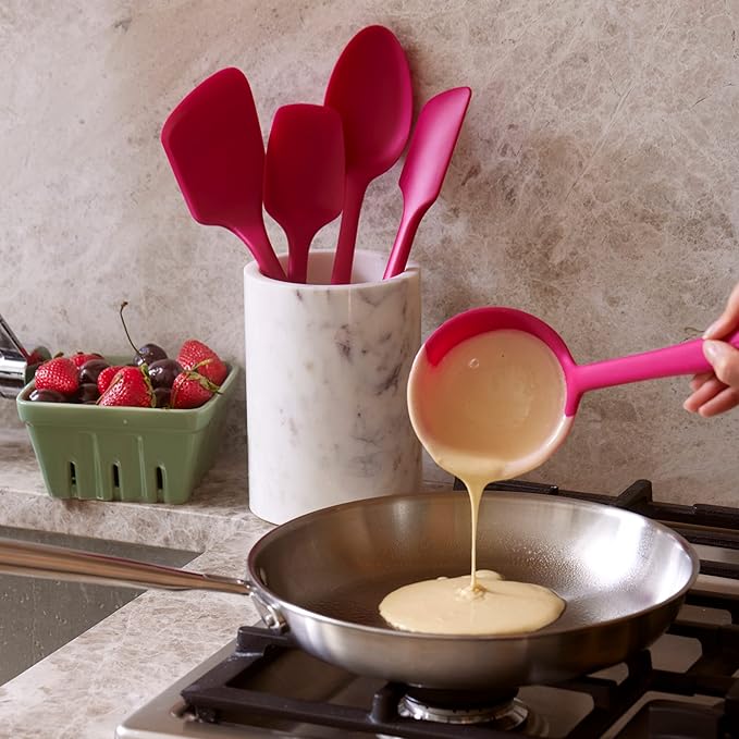 GIR: Get It Right Premium Silicone Ladle Serving Spoon - Non-stick Heat Resistant Seamless Kitchen Ladle for Soups, Stews, Dressings, and More - Ultimate, Navy, 3/4 Cup, (GIRLAU381NVY)