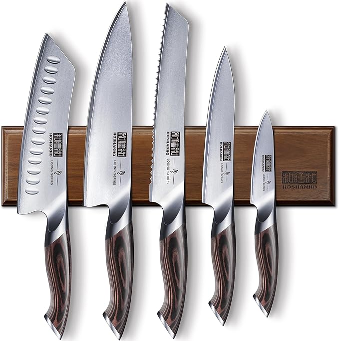 HOSHANHO Knife Set with Magnetic Knife Holder, 6 Pieces Japanese High Carbon Stainless Steel Kitchen Knife Sets, Ultra Sharp Professional Chef Knives Sets