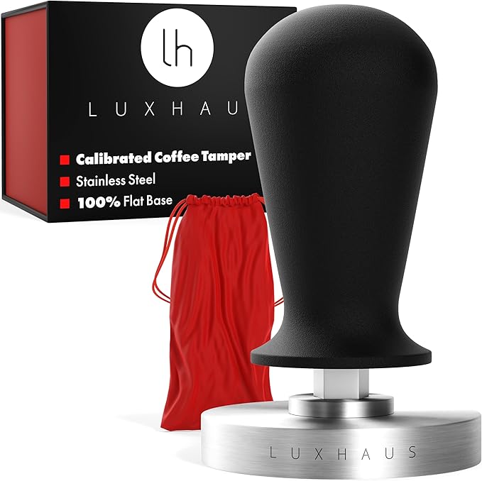 LuxHaus Espresso Tamper - 51mm Calibrated Coffee Tamper for Espresso Machine with Spring Loaded 100% Flat Stainless Steel Base