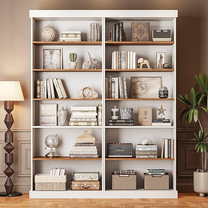 70.8" Tall Farmhouse Kitchen Pantry Cabinet, Modular Storage Cabinet with 6-Tier Adjustable Shelves, White, Wooden Hutch for Living Room, Kitchen, Set of 3
