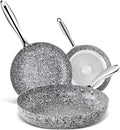 MICHELANGELO Frying Pans Set with 100% APEO & PFOA-Free Stone Non Stick Coating, Granite Skillet Set, Nonstick Skillets 3 Pcs,8/9.5/11 inch