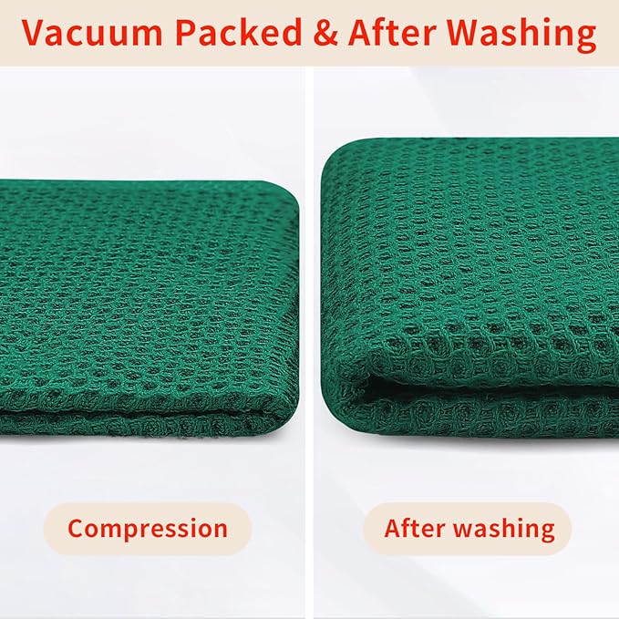 Homaxy 100% Cotton Waffle Weave Kitchen Dish Cloths, Ultra Soft Absorbent Quick Drying Dish Towels, 12 x 12 Inches, 12-Pack, Dark Green