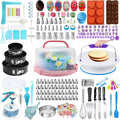 Gawren-H&E Cake Decorating Kit, 678pcs Cake Decorating Supplies Tools Kit with Cake Carrier,Rotating Turntable,Piping Bags and 74 Tips set,Cake Pan Set,Cake Baking Supplies for Beginners/Professional